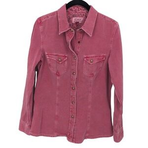 Ryan Michael Snap Up Shirt Womens Medium Red Corduroy Long Sleeve Western Rodeo